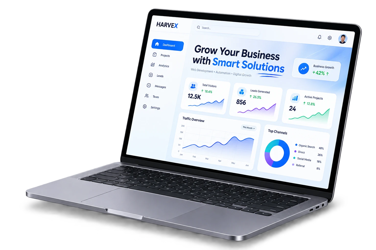 HarveX business growth dashboard