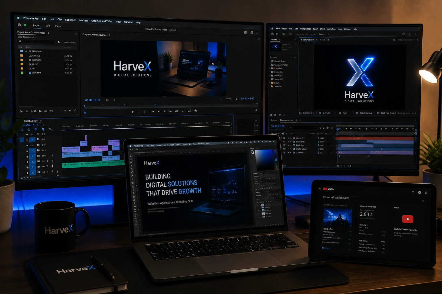 HarveX video editing and YouTube content management workflow